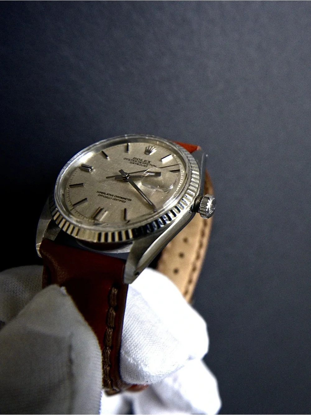 Rolex Datejust Ref 1600 Silver Linen Dial Fluted Bezel Vintage. - Picture 8 of 10
